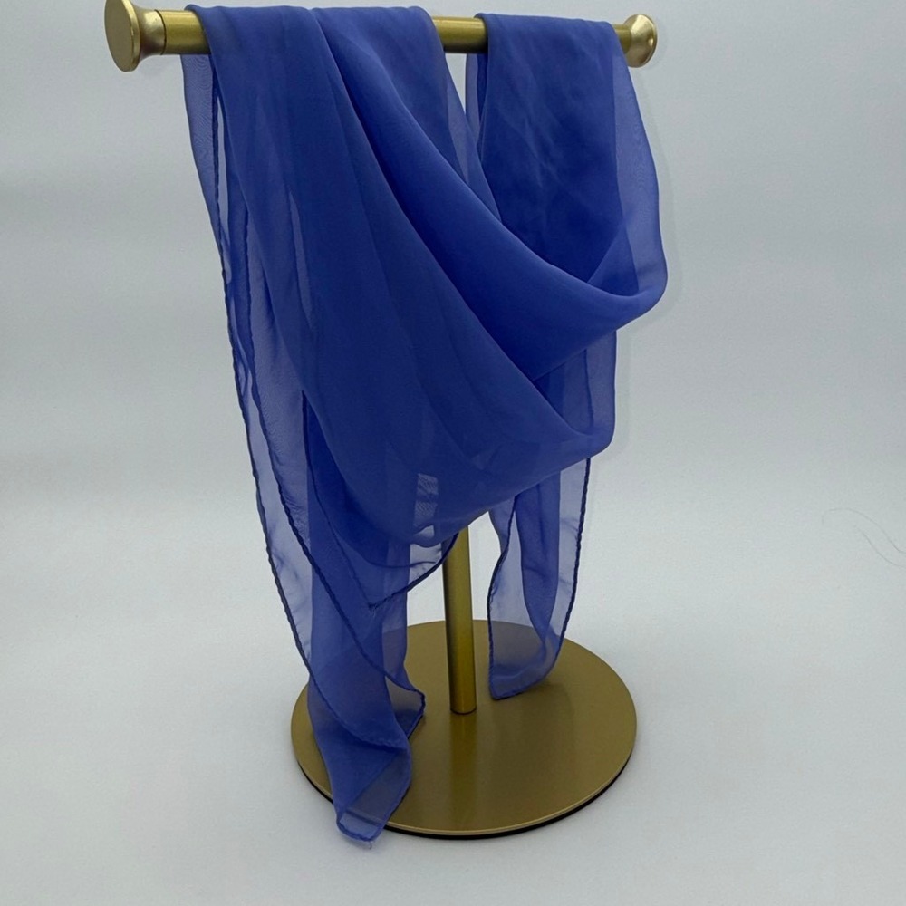 Vintage Periwinkle‎ Blue Sheer Chiffon Scarf Made in Japan Lightweight 13x52